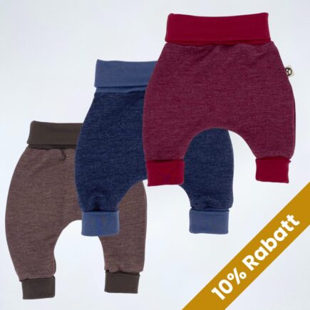 3er-Set Mitwachshose Merino Wolljersey | 3er-Pack Wollhose für Babys & Kleinkinder