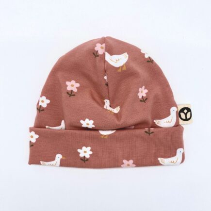 Beanie_Jersey_Gänse-Blümchen_Rosa_Tiere_Pflanzen_01 Beanie Jersey Gänse & Blümchen | für Babys & Kleinkinder