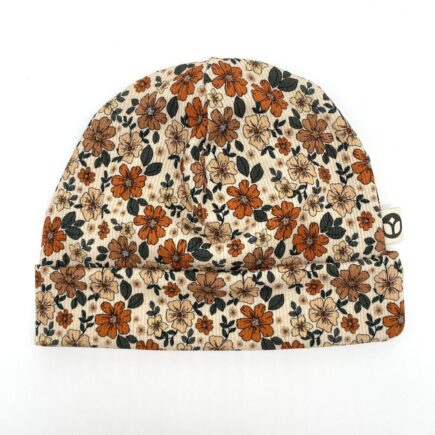 Beanie Rippjersey Blüten orange | für Babys & Kleinkinder