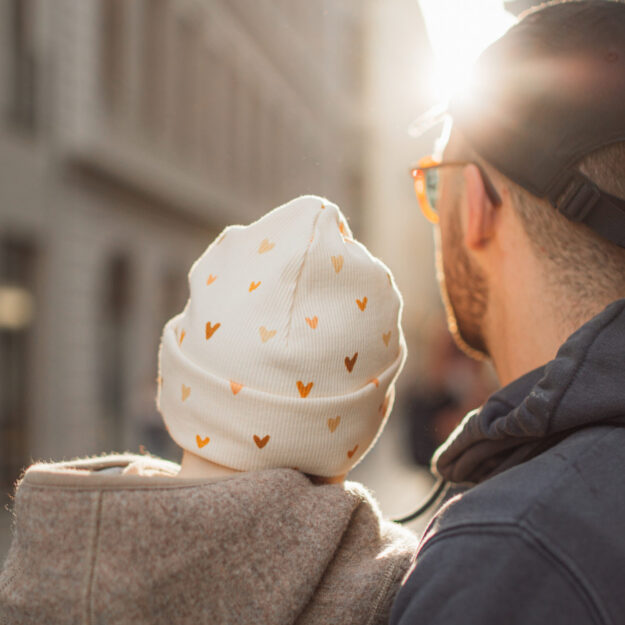 Beanie Rippjersey Herzen | für Babys & Kleinkinder