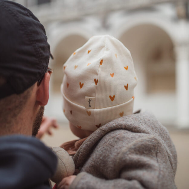 Beanie Rippjersey Herzen | für Babys & Kleinkinder