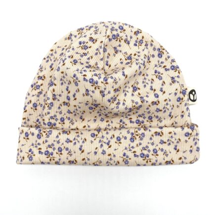 Beanie Rippjersey kleine Blüten | für Babys & Kleinkinder