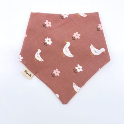 Halstuch_Jersey_Gänse-Blümchen_Rosa_Tiere_Pflanzen_01 Baby Halstuch Jersey Gänse & Blümchen