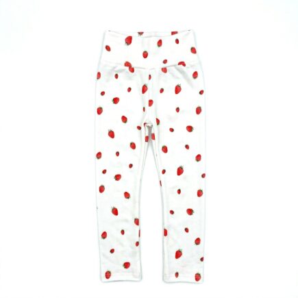 Leggings_Jersey_Erdbeeren_Weiss_Essen_01 Baby & Kinderleggings Jersey Erdbeeren