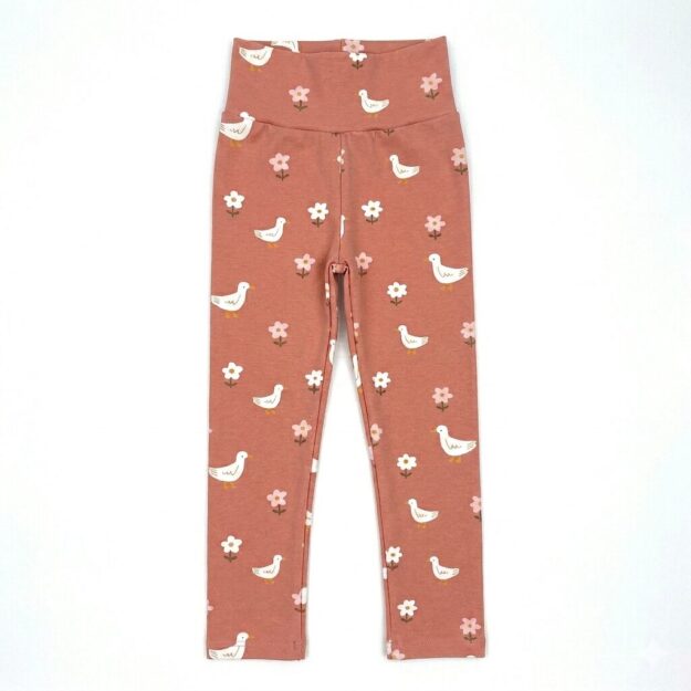 Baby & Kinderleggings Jersey Gänse & Blümchen