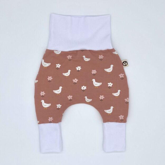 Mitwachshose_Jersey_Gänse-Blümchen_Rosa_Tiere_Pflanzen_02 Babyset Jersey Gänse & Blümchen