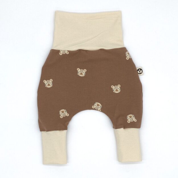 Mitwachsende Baby Pumphose Wildkatzen braun