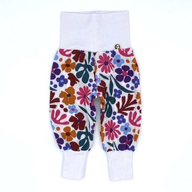 Mitwachshose_Musselin_Blumengarten_Bunt_Floral_Blumen_01 Mitwachshose Musselin Blumengarten