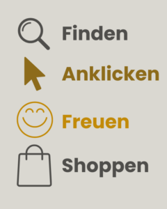 Finden, Anklicken, Freuen, Shoppen!