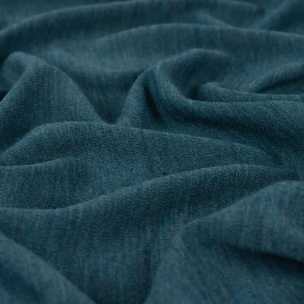 Merino Wolljersey petrol aus 100% Merinowolle