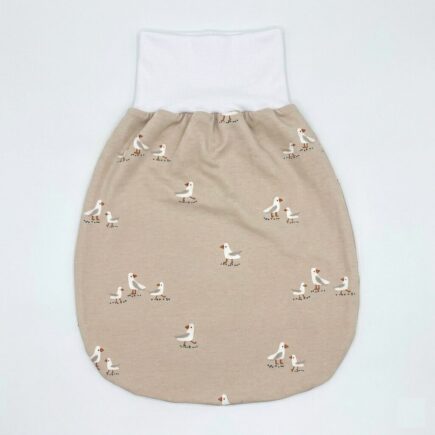 Strampelsack_Jersey_Möwen_Beige_Tiere_Natur_01 Strampelsack für Babys aus Jersey Möwen