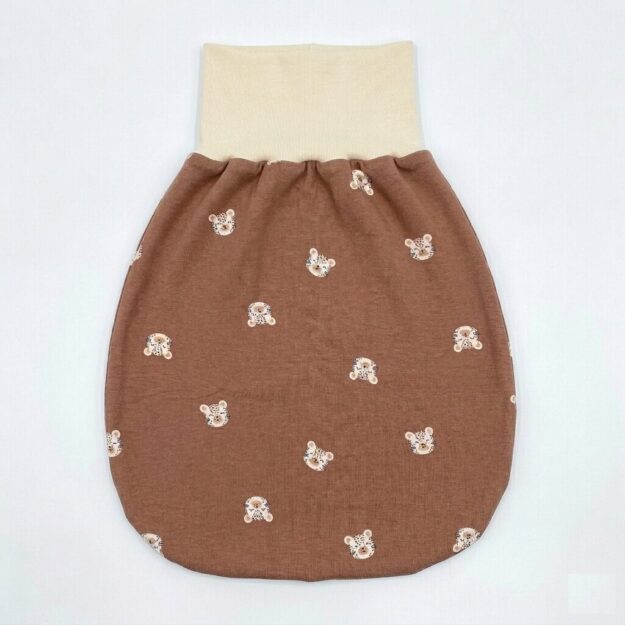 Strampelsack für Babys aus Jersey Wildkatzen braun