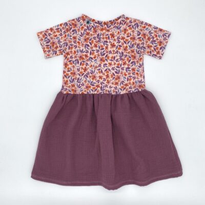 Kleid_Jersey_Kurzarm_Jersey-Motiv-Mix-Musselin_Blüten-Rosa_Bunt_Pflanzen_Blumen_01