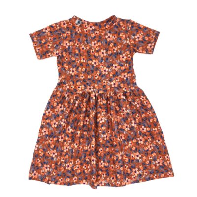Kleid_Jersey_Kurzarm_Jersey-Motiv_Blüten-Orange_Bunt_Pflanzen_Blumen_01