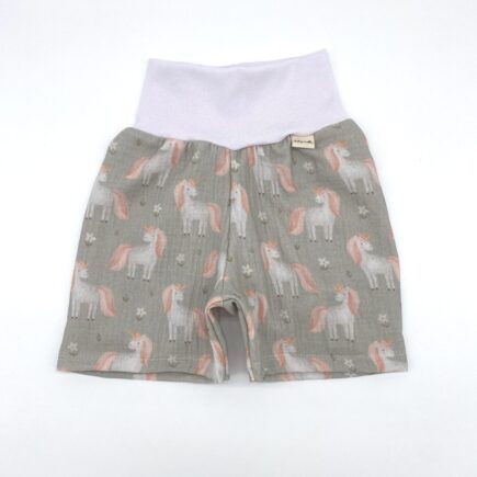 Kurze Hose Musselin Einhorn | für Babys und Kleinkinder