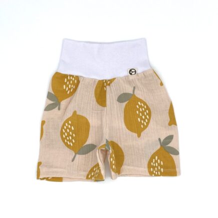 Kurze Hose Musselin Zitrone